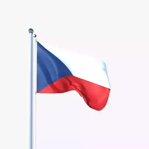 Animated Flag of Czech Republic Low-poly 3D model