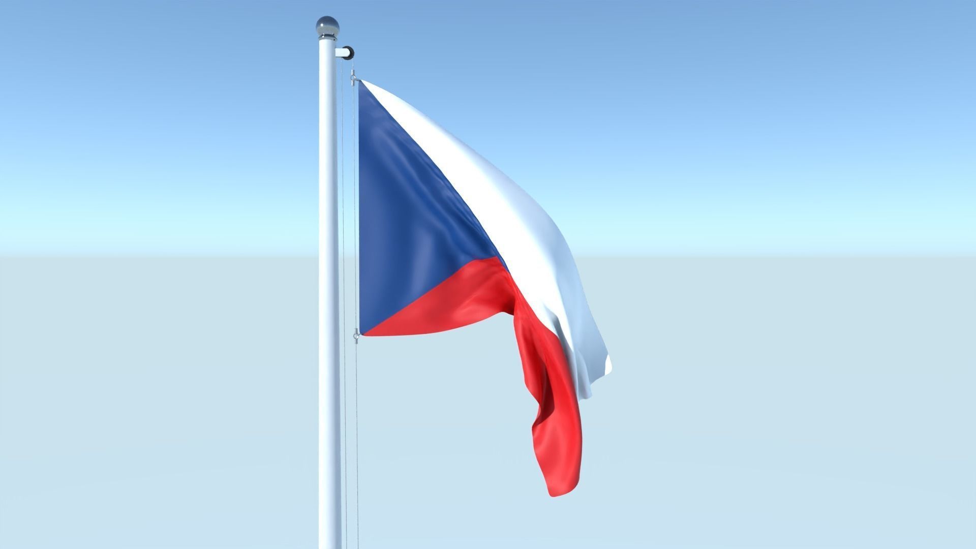 Animated Flag of Czech Republic Low-poly 3D model_2