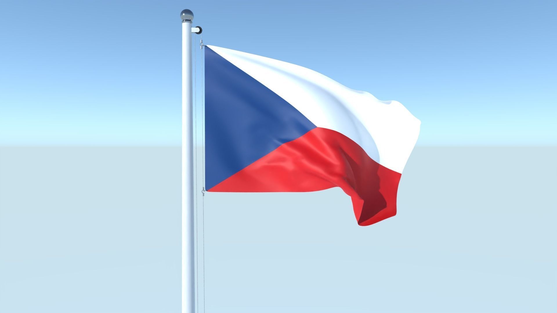 Animated Flag of Czech Republic Low-poly 3D model_1