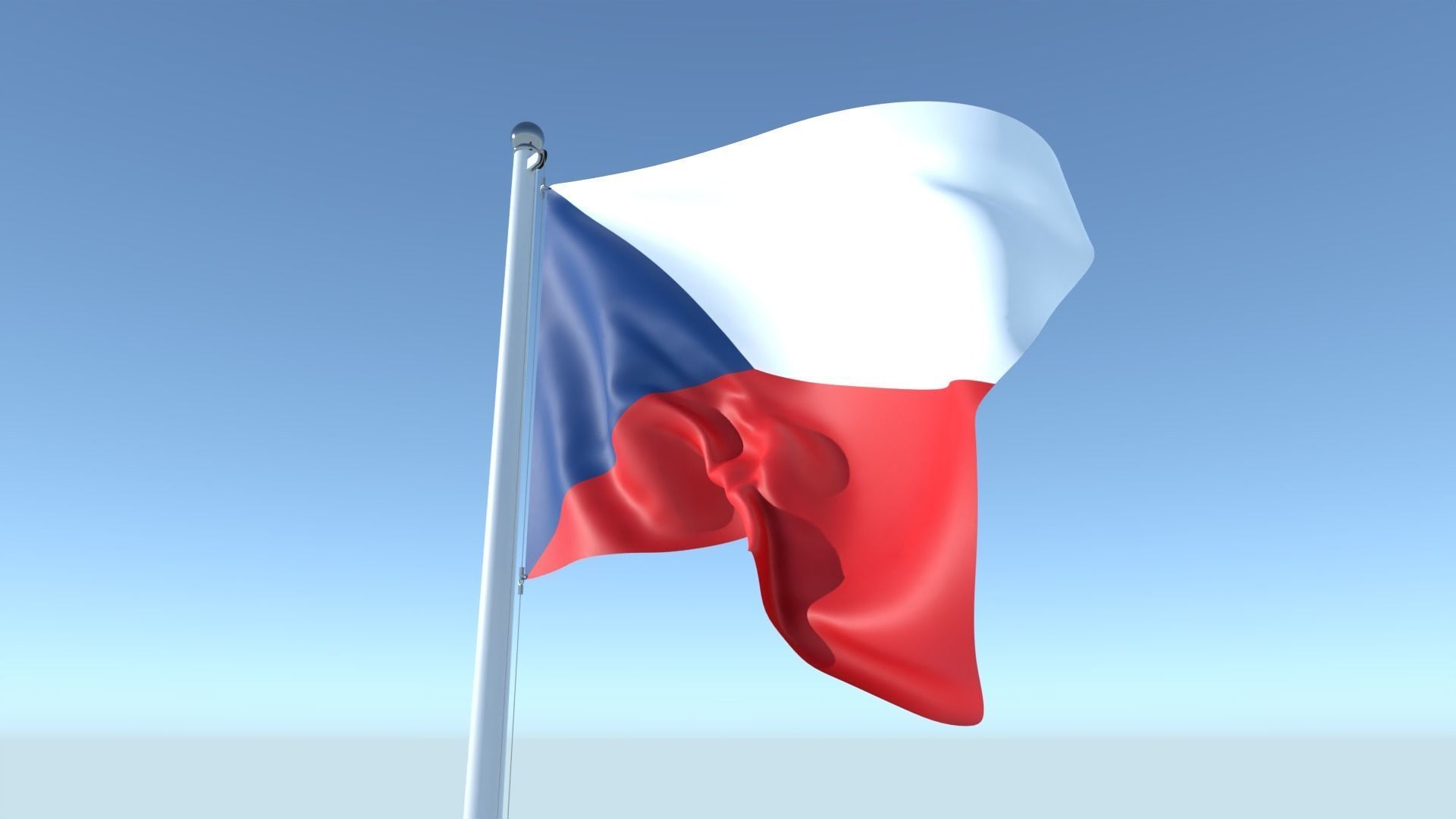 Animated Flag of Czech Republic Low-poly 3D model_6