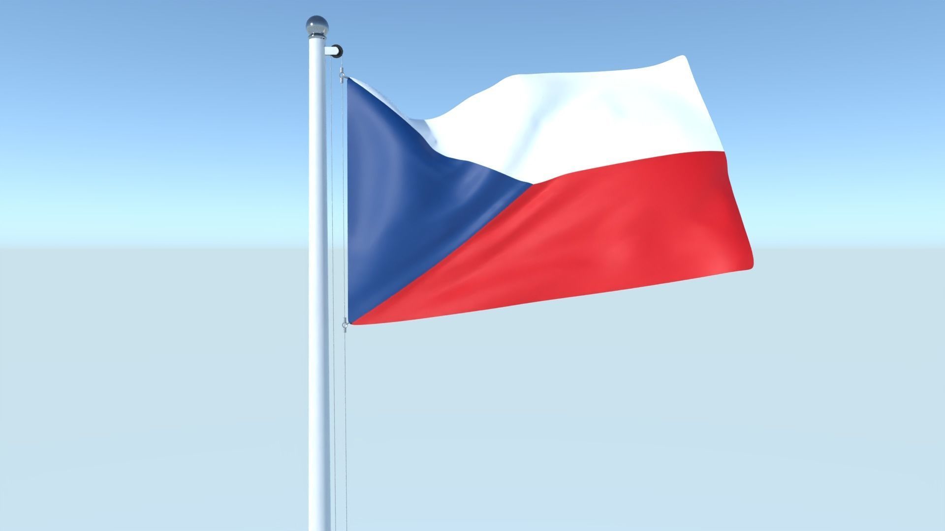 Animated Flag of Czech Republic Low-poly 3D model_3