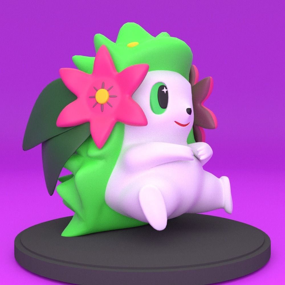 Shaymin toy with flowers Free 3D print model_1