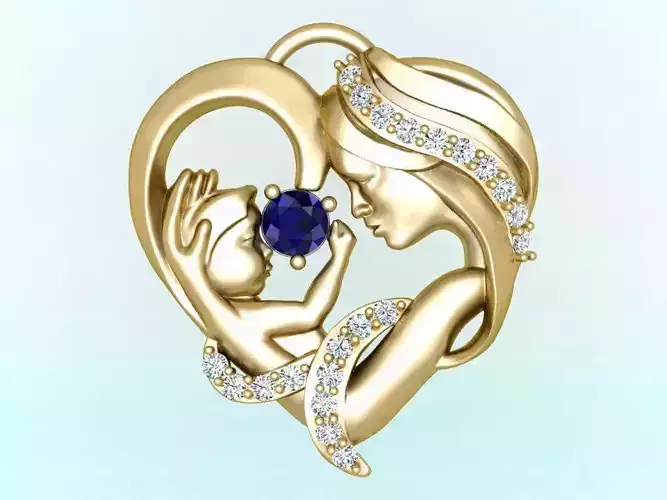 Mother holding child - Mother pendant - N550