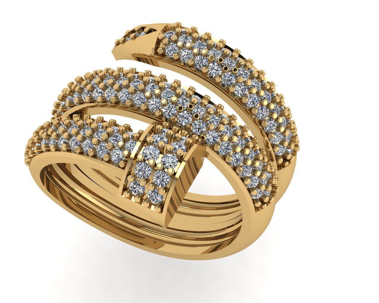 rings diamond ring gold 3D print model_3