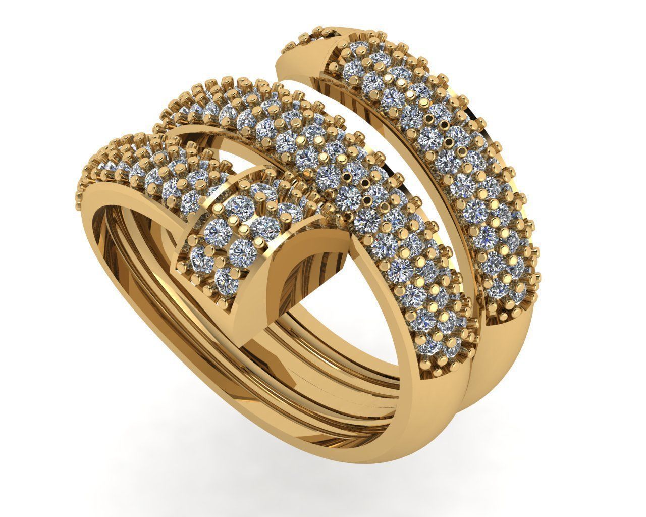 rings diamond ring gold 3D print model_5