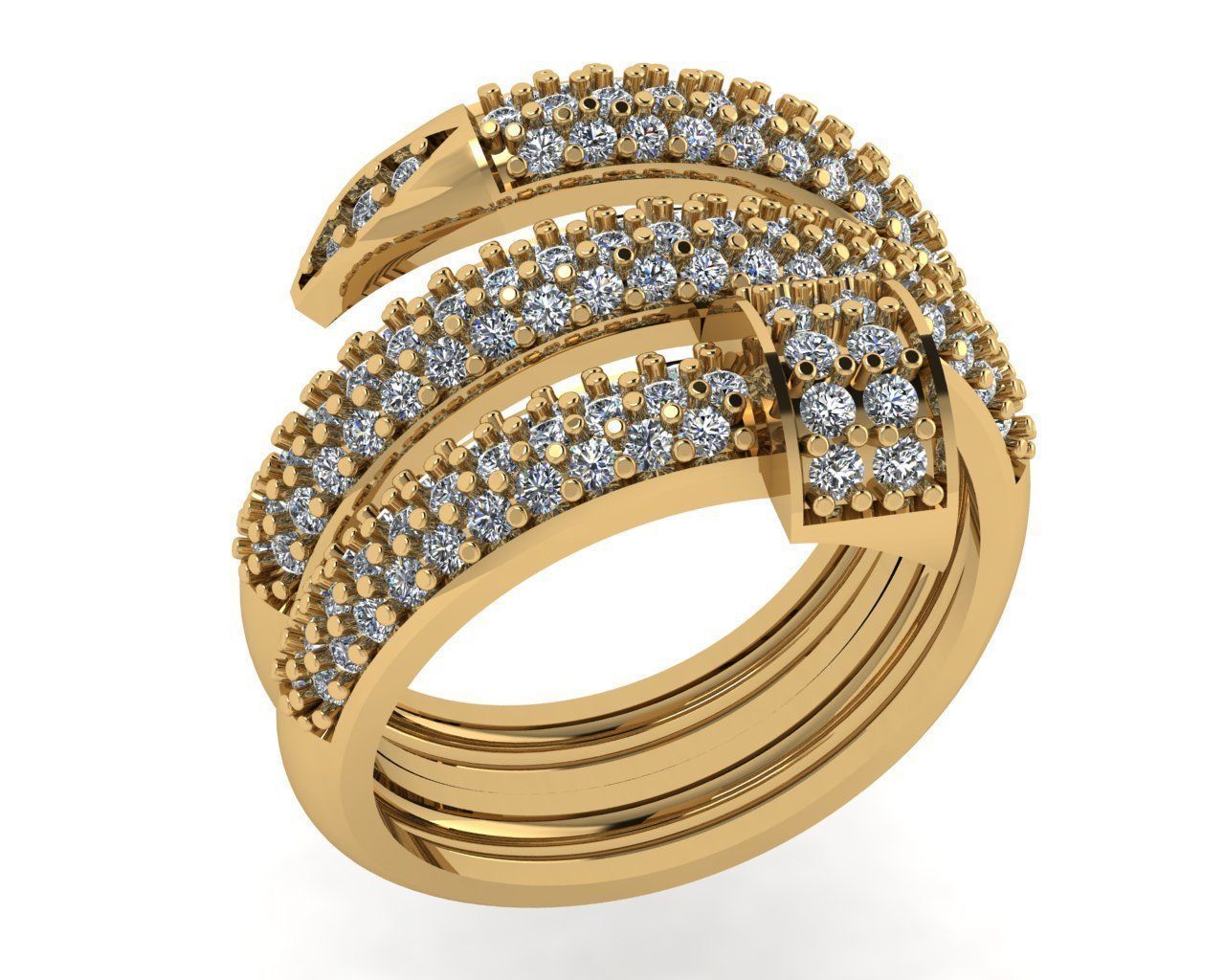rings diamond ring gold 3D print model_8