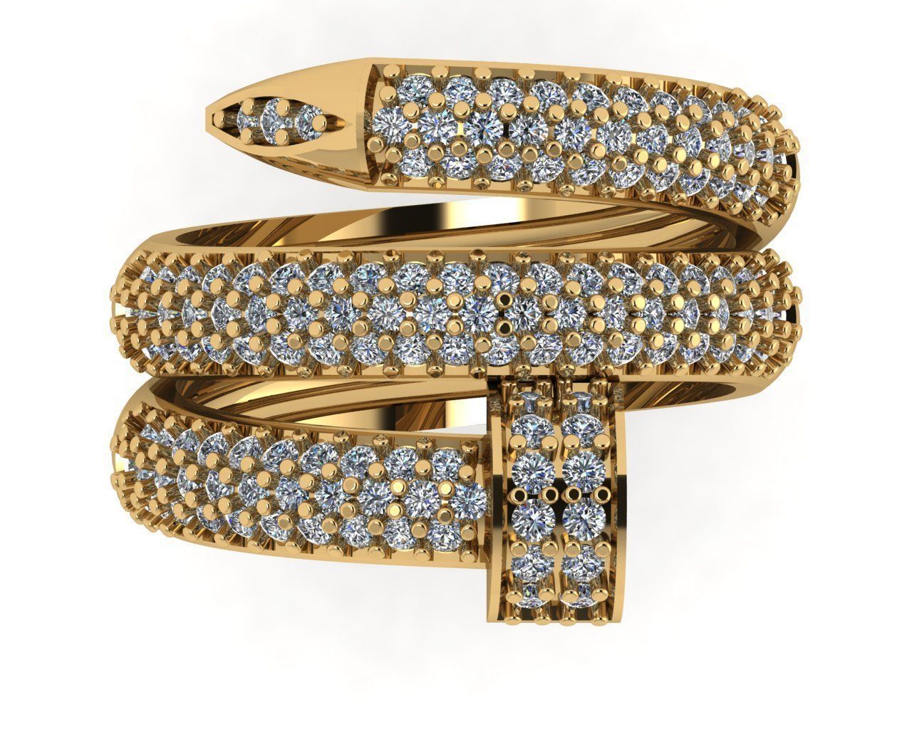 rings diamond ring gold 3D print model_4