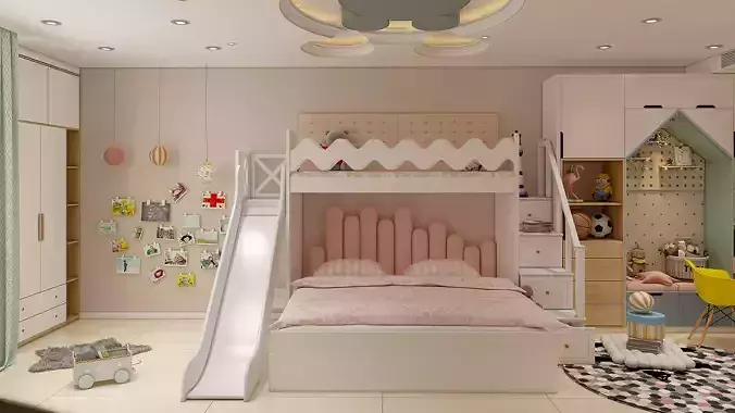 Kids room  HD textures with mickey mouse false ceiling
