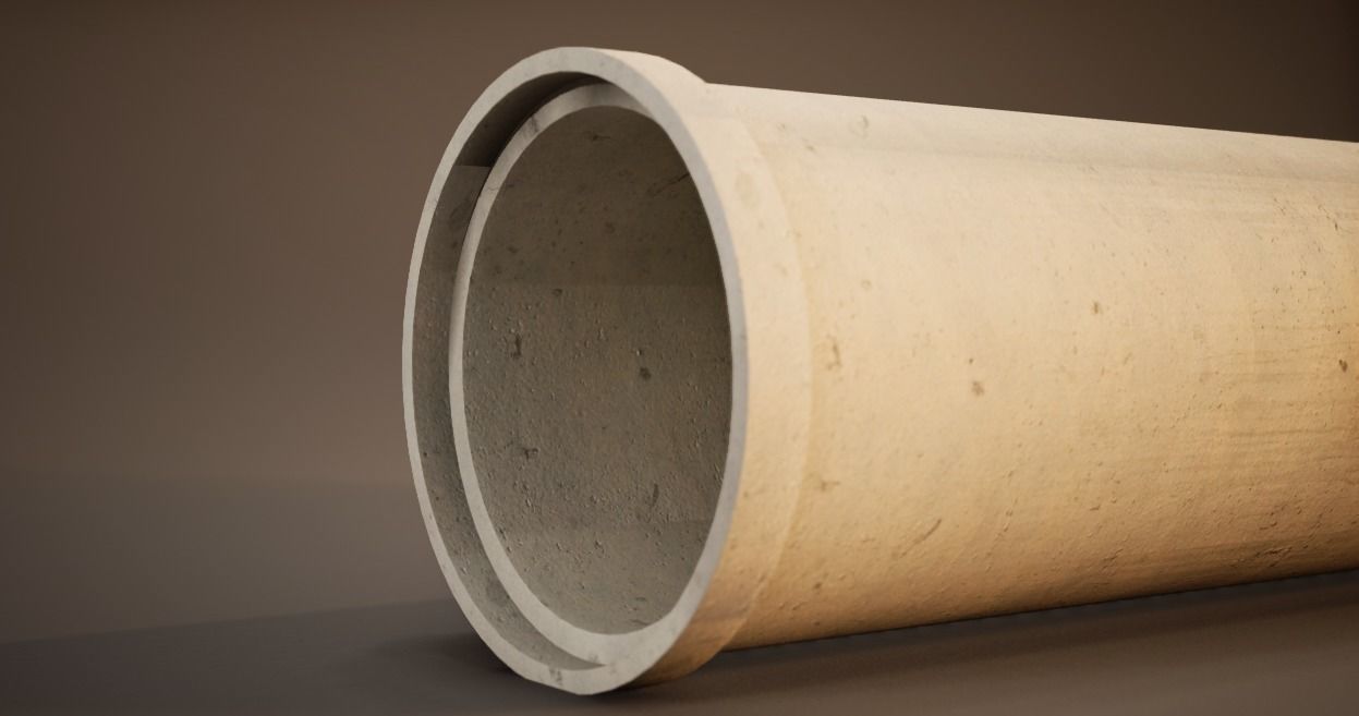 Modular Concrete Pipe Free low-poly 3D model_2