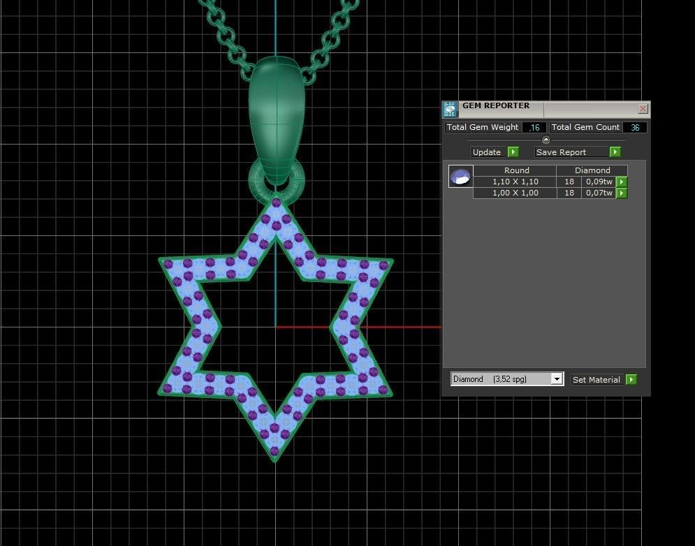 Model 405 Davud Star Diamond Pendant 3D print model_11