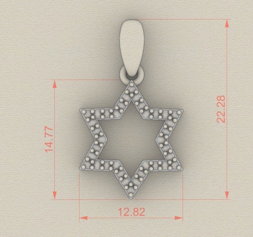 Model 405 Davud Star Diamond Pendant 3D print model_5