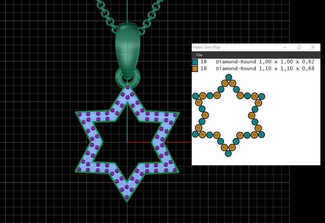 Model 405 Davud Star Diamond Pendant 3D print model_10