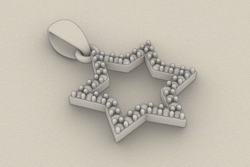 Model 405 Davud Star Diamond Pendant 3D print model_8