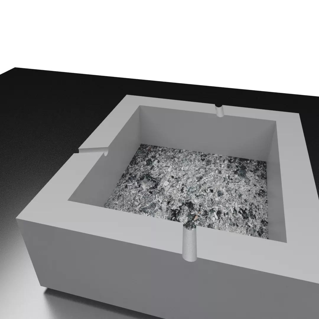 Ashtray square fire pit on table Free 3D model