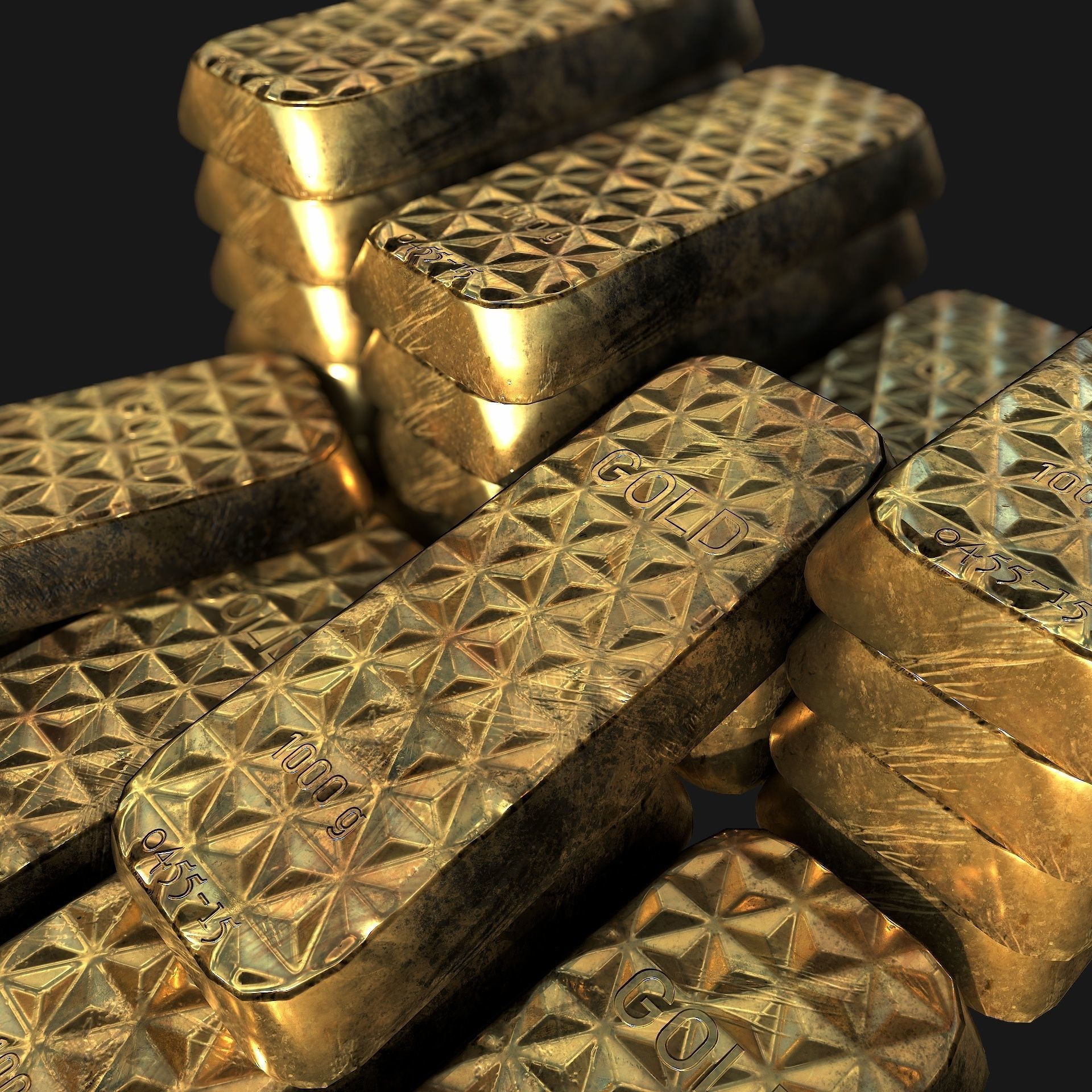 Gold Bar  Low-poly 3D model_1