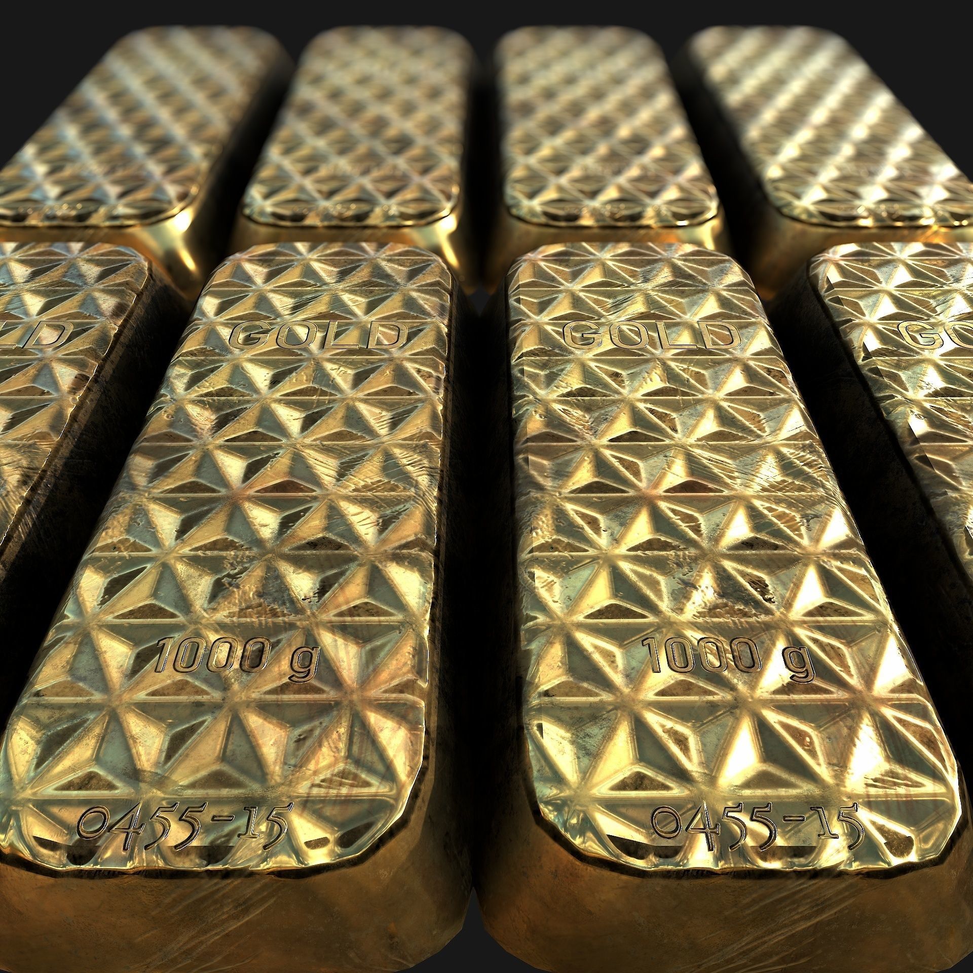 Gold Bar  Low-poly 3D model_3