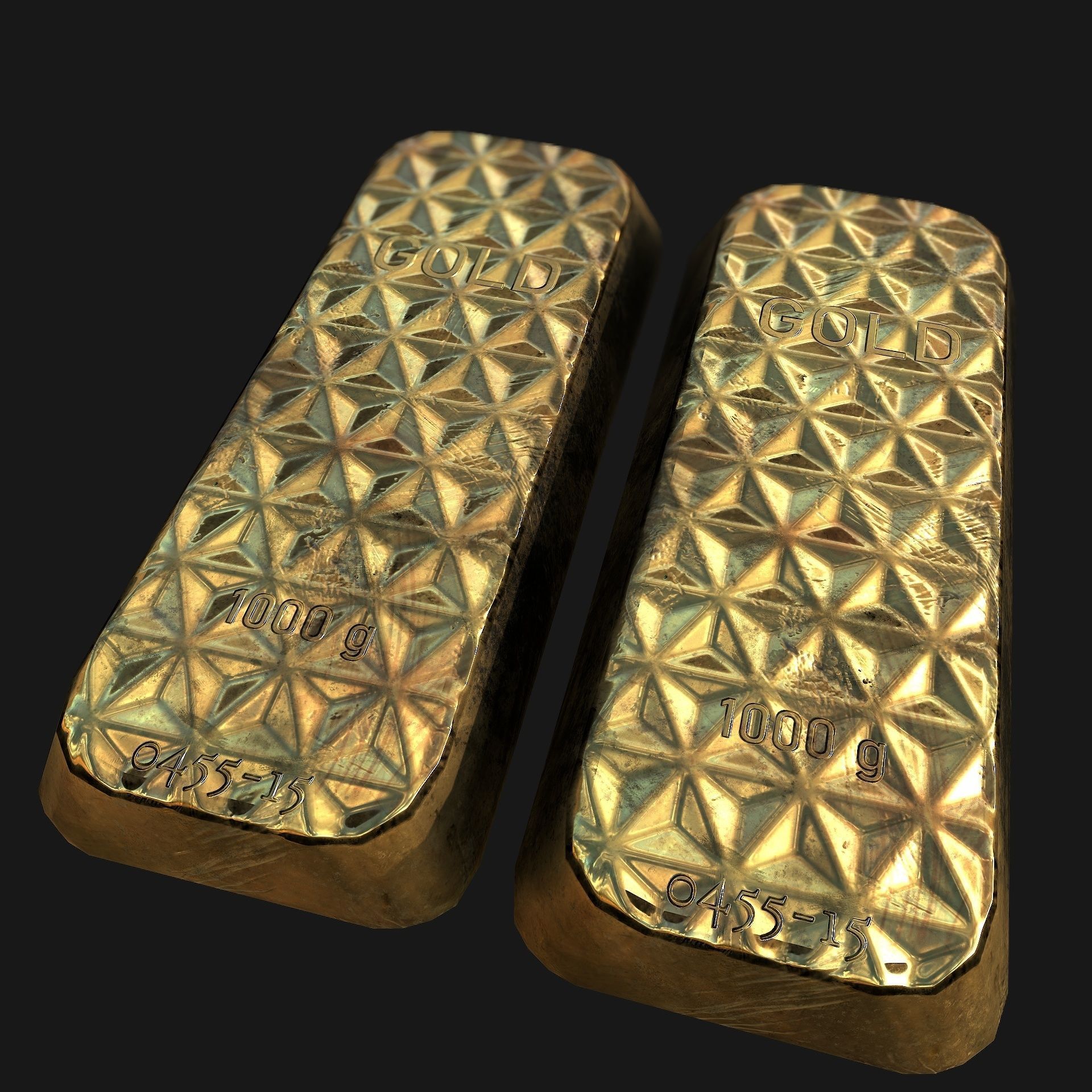 Gold Bar  Low-poly 3D model_4
