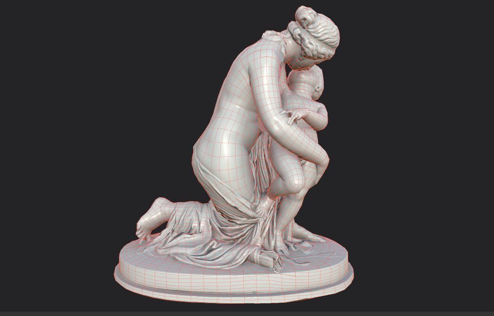 statue of Venus and Cupid  Low-poly 3D model_29