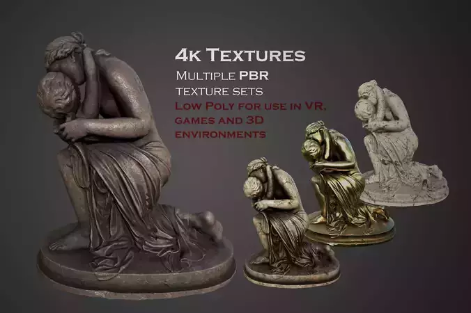 statue of Venus and Cupid  Low-poly 3D model
