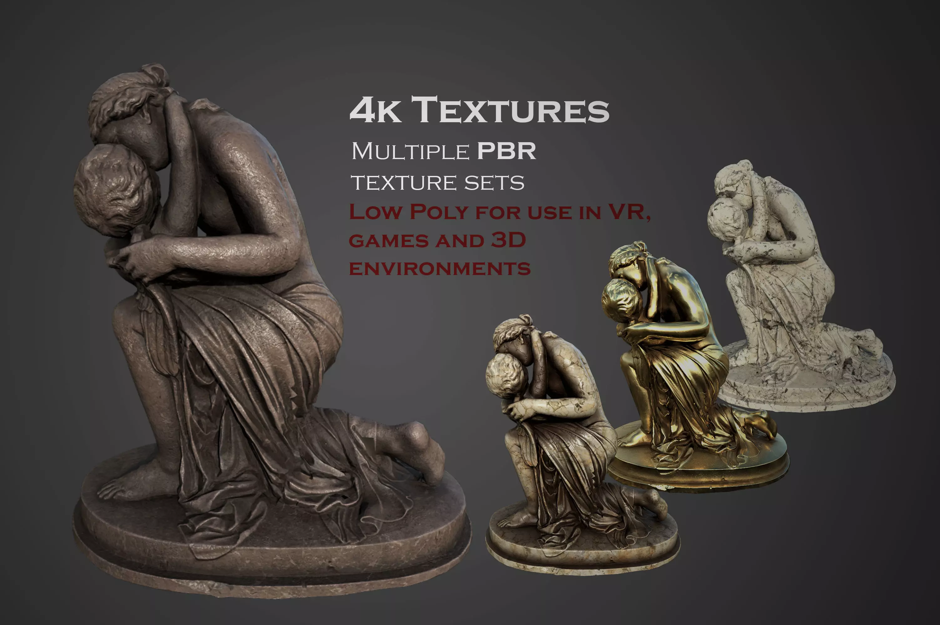 statue of Venus and Cupid  Low-poly 3D model_0