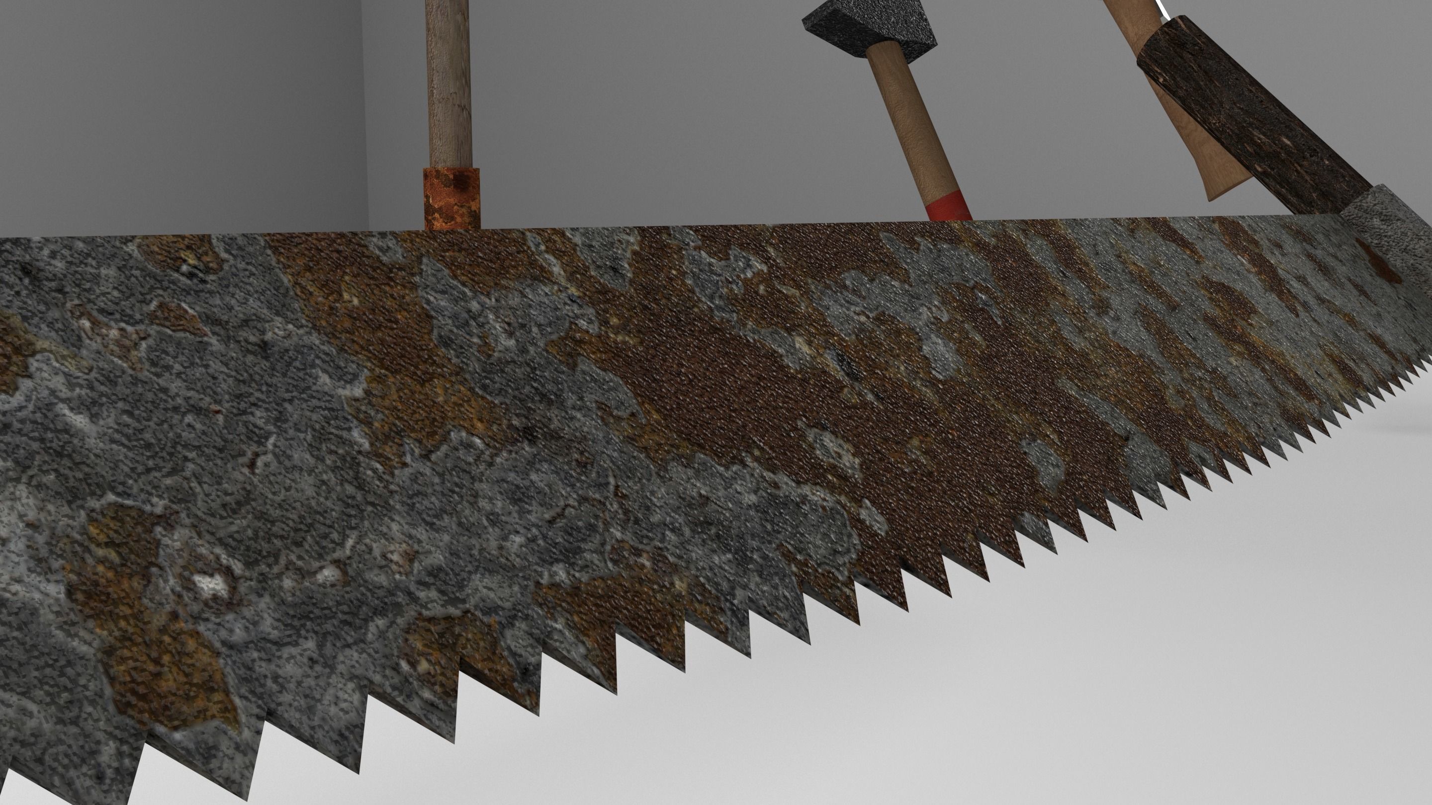 Pack of 9 Medieval farm tools Low-poly 3D model_3