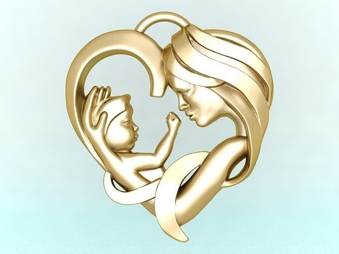 Mother holding child - Mother pendant 3D print model