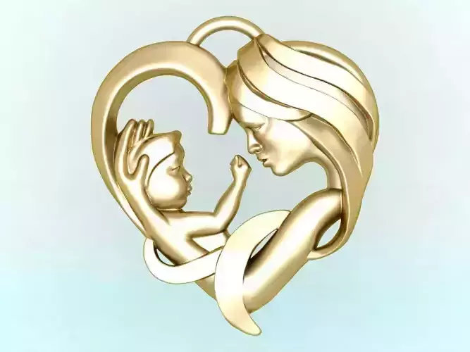 Mother holding child - Mother pendant 3D print model