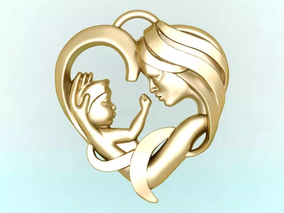 Mother holding child - Mother pendant - N609 3D print model