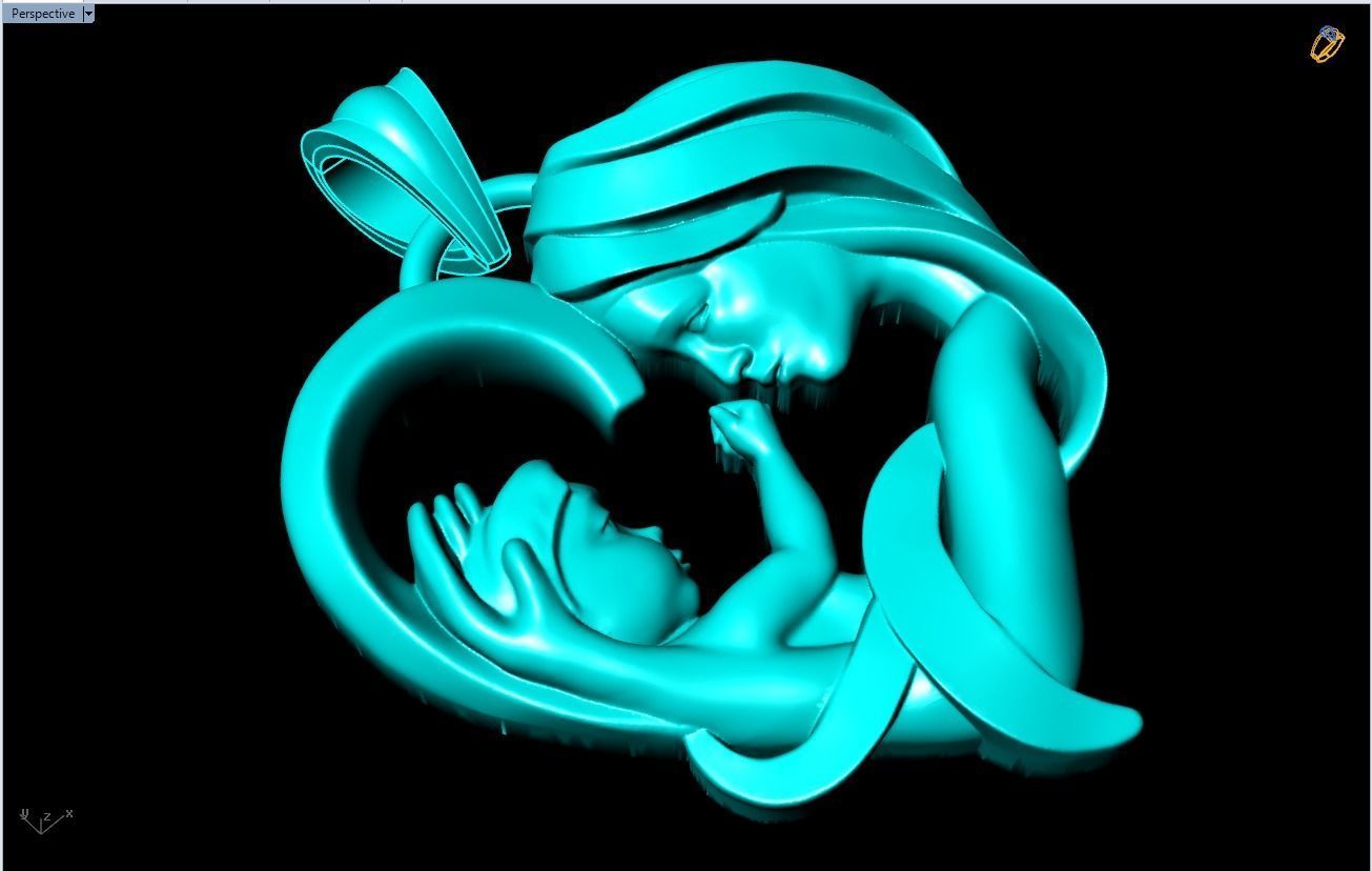 Mother holding child - Mother pendant - N609 3D print model_4