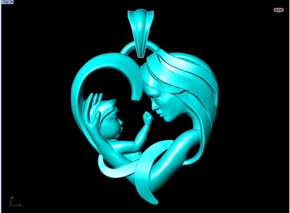 Mother holding child - Mother pendant - N609 3D print model_1
