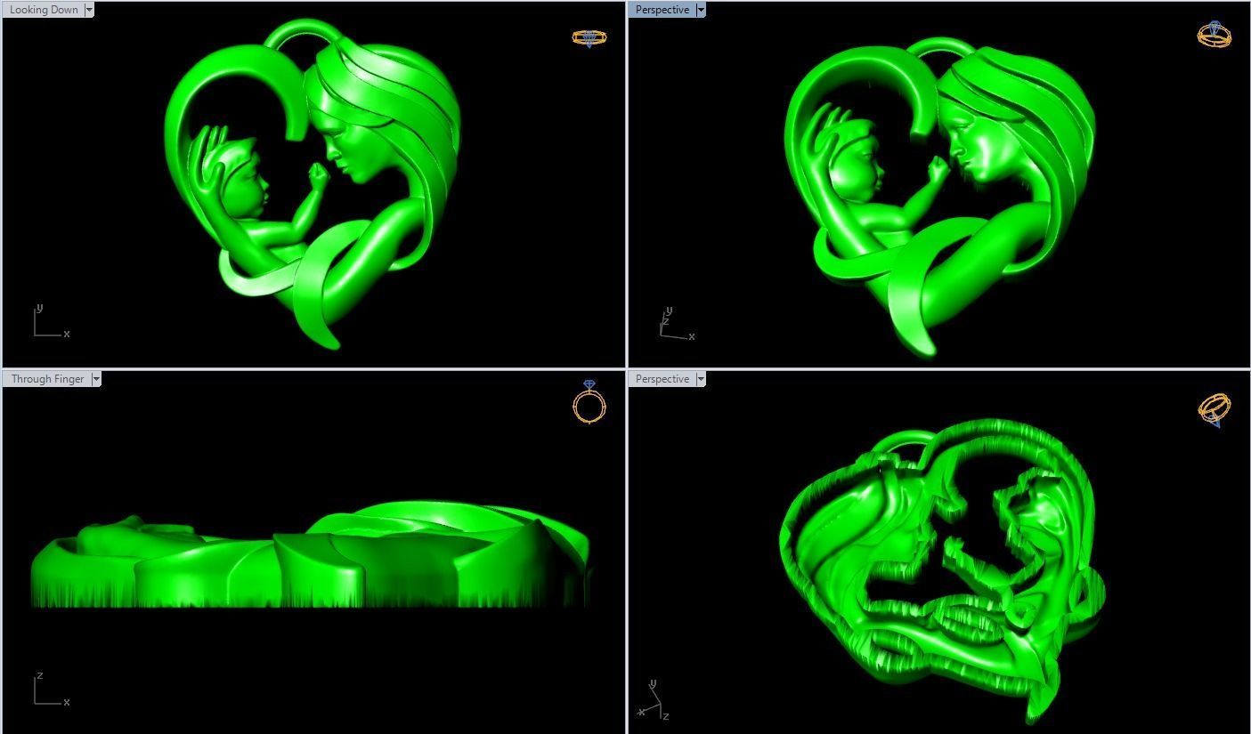 Mother holding child - Mother pendant - N609 3D print model_6