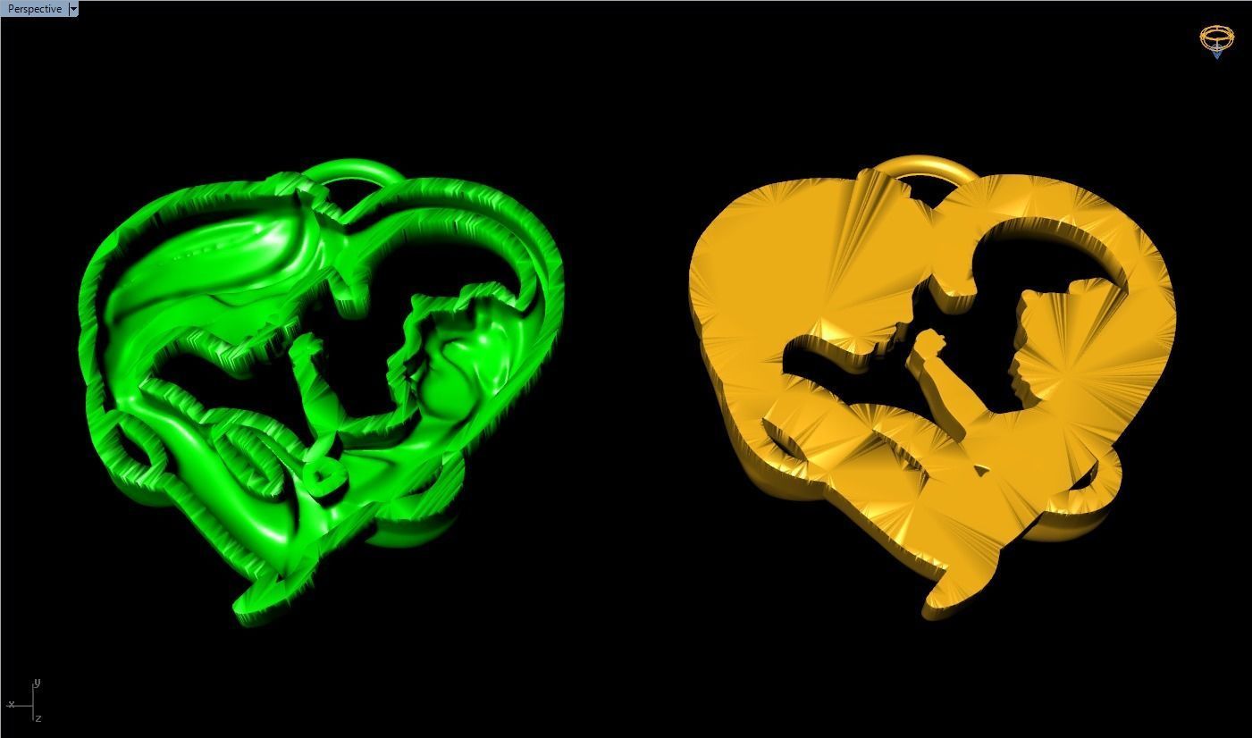 Mother holding child - Mother pendant - N609 3D print model_9