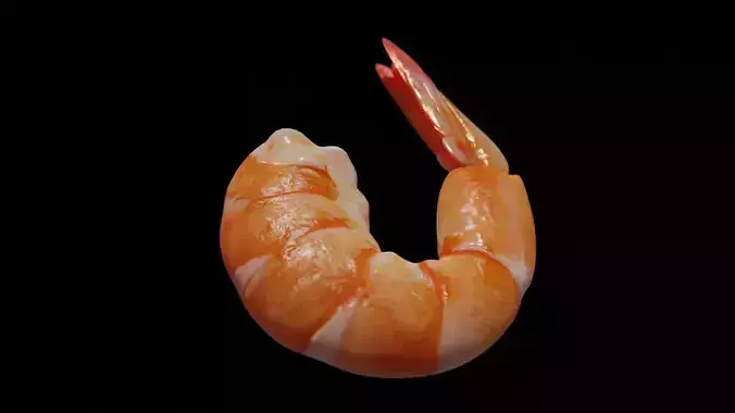 Cooked shrimp Low-poly 3D model