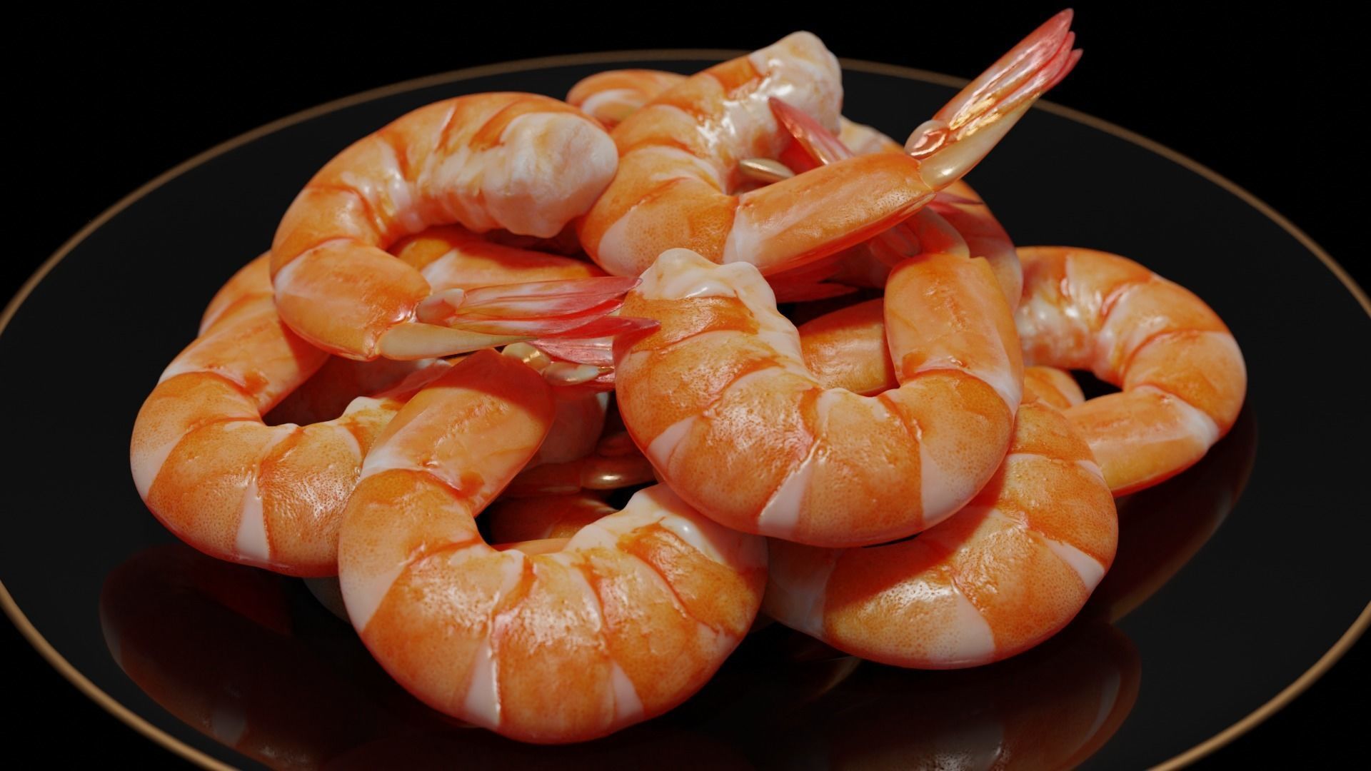 Cooked shrimp Low-poly 3D model_16