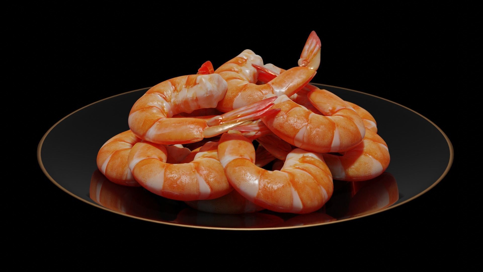 Cooked shrimp Low-poly 3D model_22