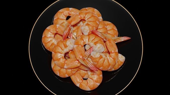 Cooked shrimp Low-poly 3D model 6