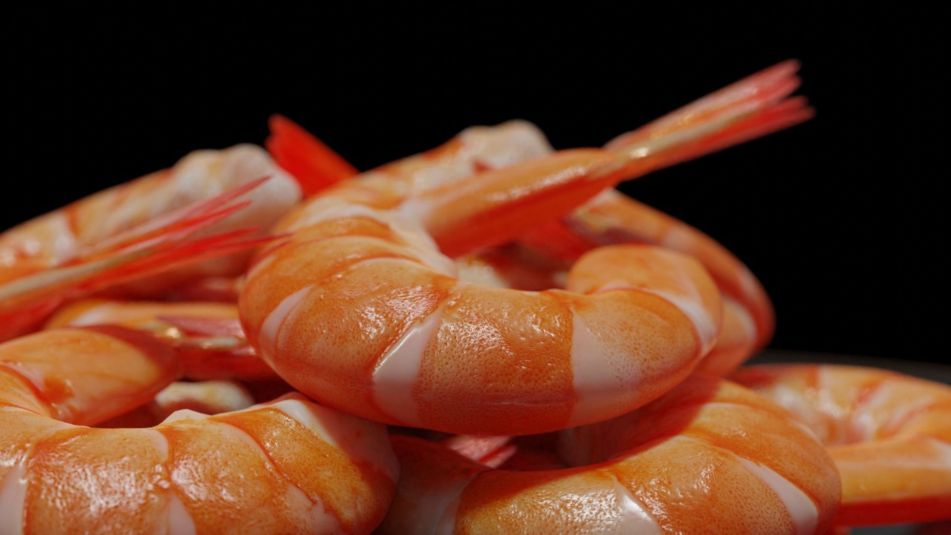 Cooked shrimp Low-poly 3D model_26