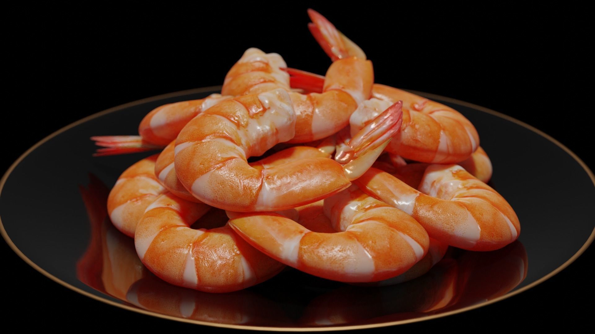Cooked shrimp Low-poly 3D model_1
