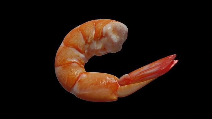 Cooked shrimp Low-poly 3D model 3