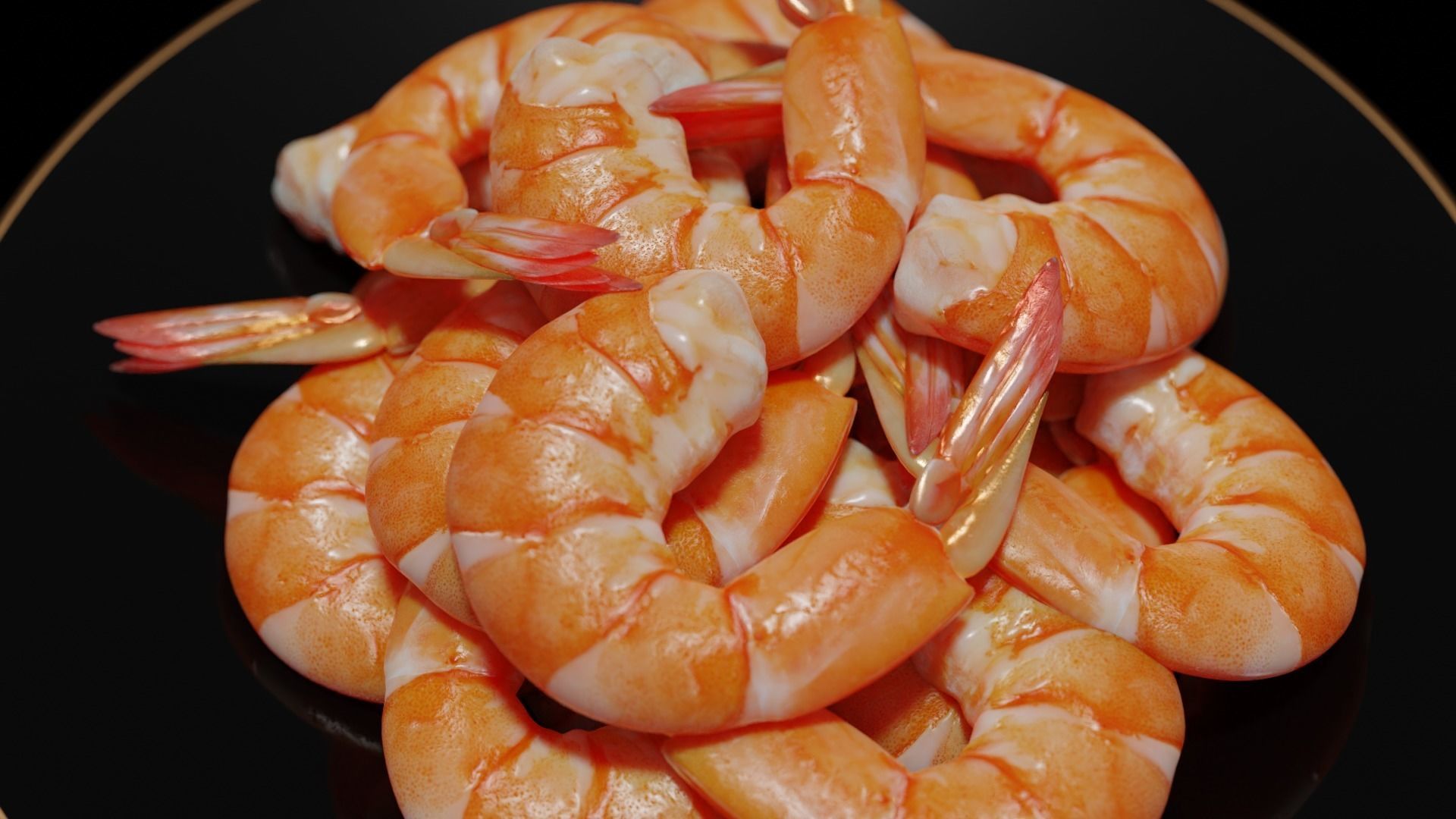 Cooked shrimp Low-poly 3D model_9