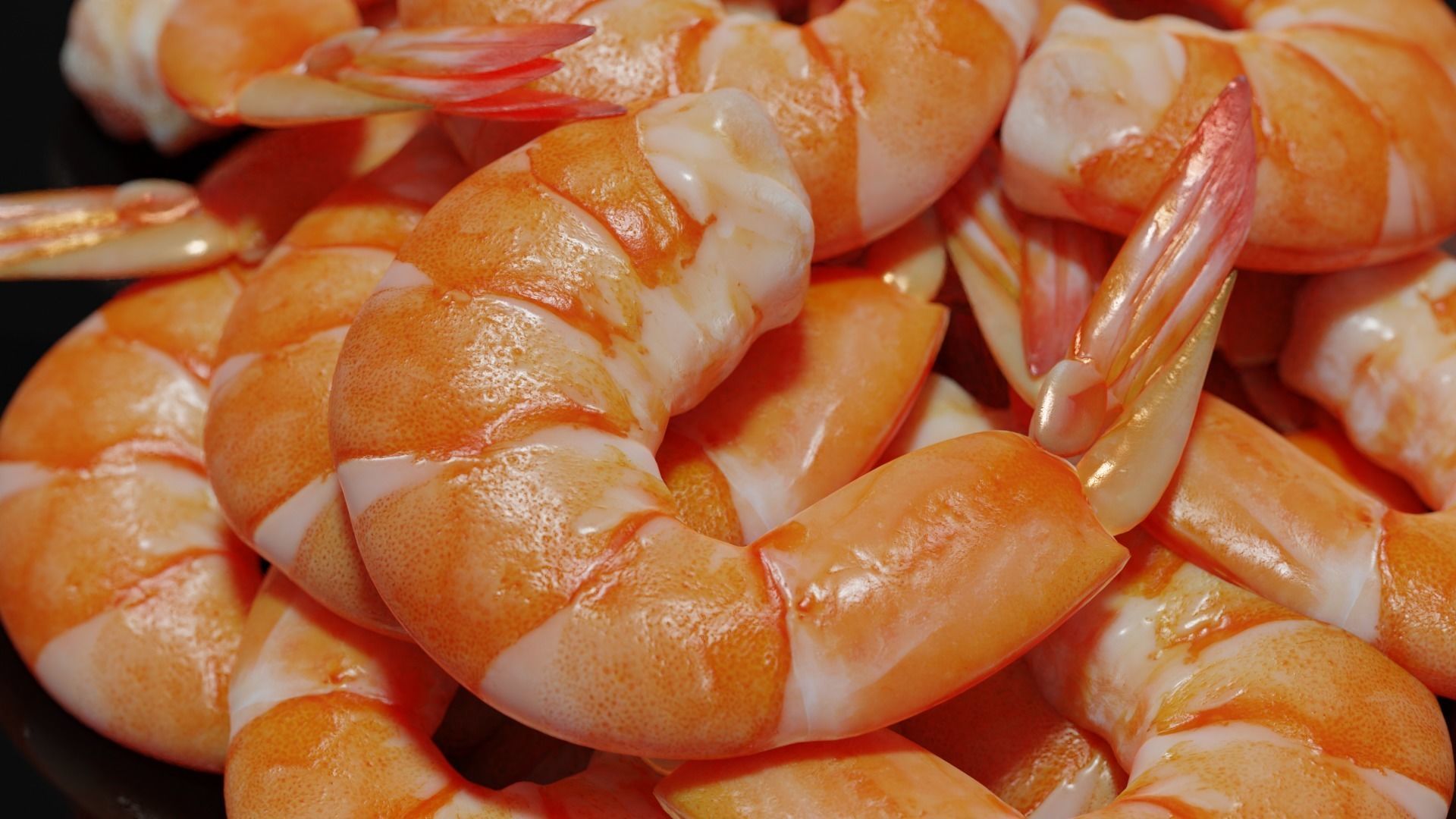 Cooked shrimp Low-poly 3D model_29
