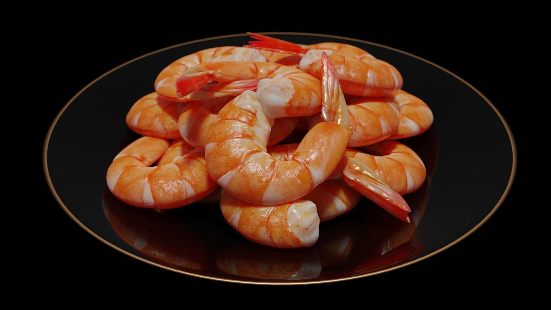 Cooked shrimp Low-poly 3D model_23