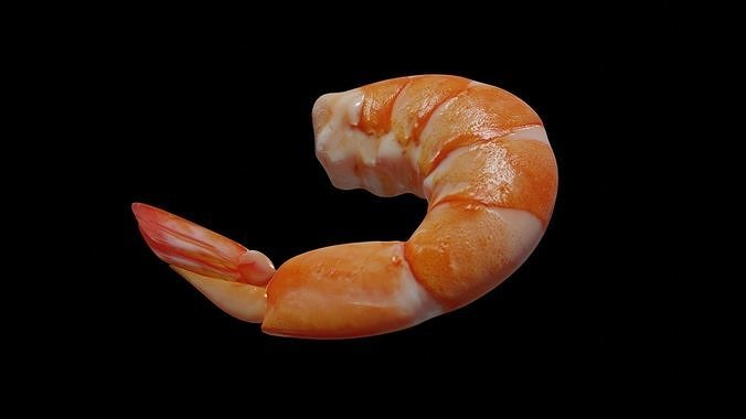 Cooked shrimp Low-poly 3D model 5
