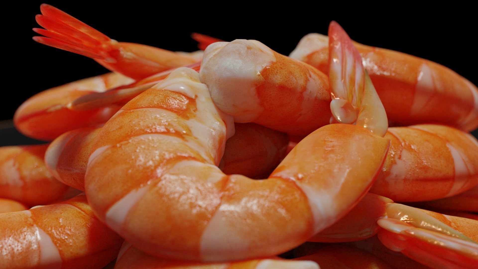 Cooked shrimp Low-poly 3D model_10