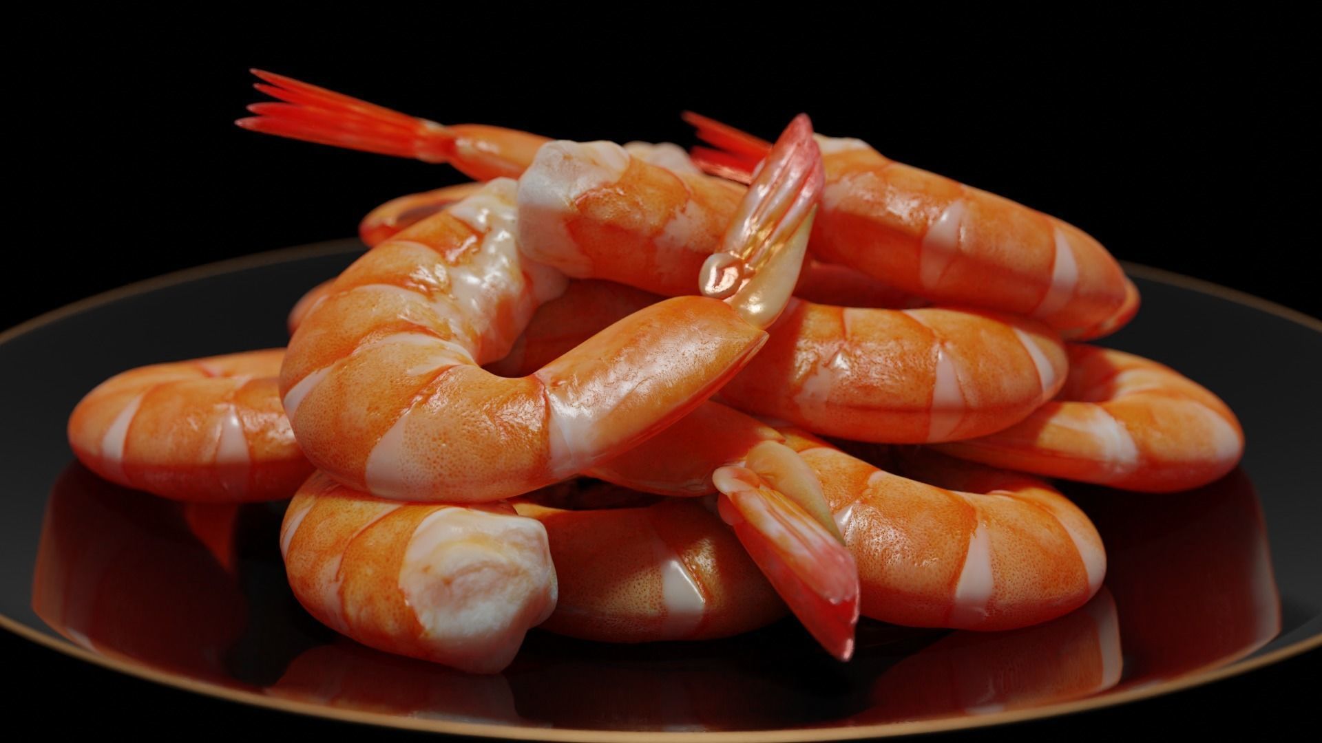 Cooked shrimp Low-poly 3D model_27