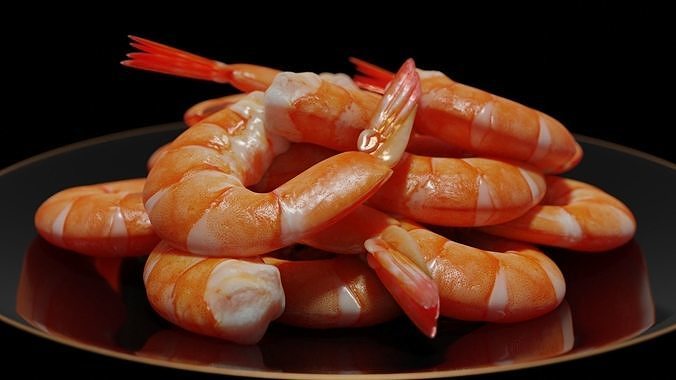 Cooked shrimp Low-poly 3D model 4