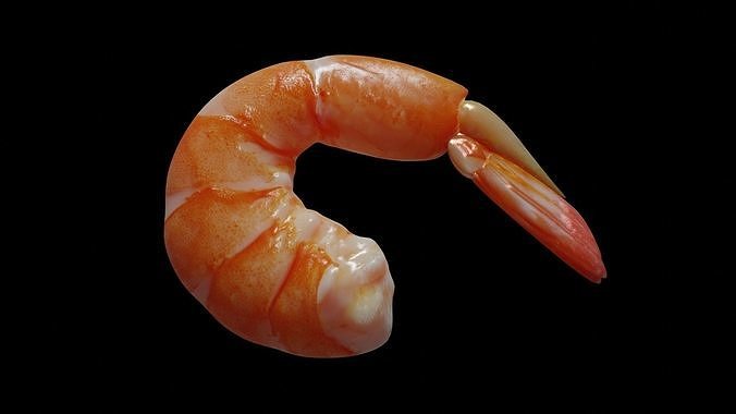 Cooked shrimp Low-poly 3D model 7