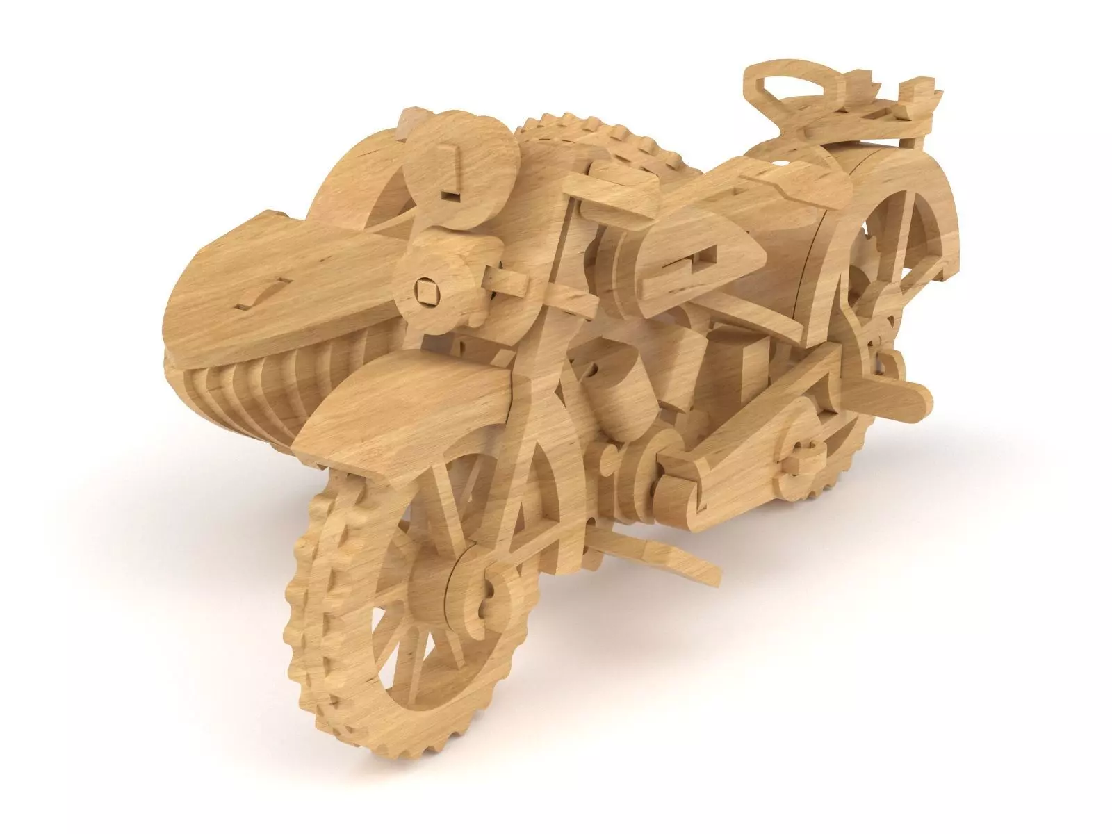 Wooden toy motorcycle 3D model