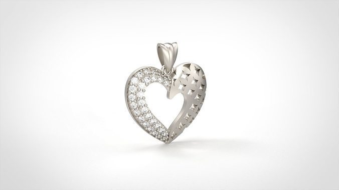 Model 408 Love Necklace Diamond Heart 3D print model