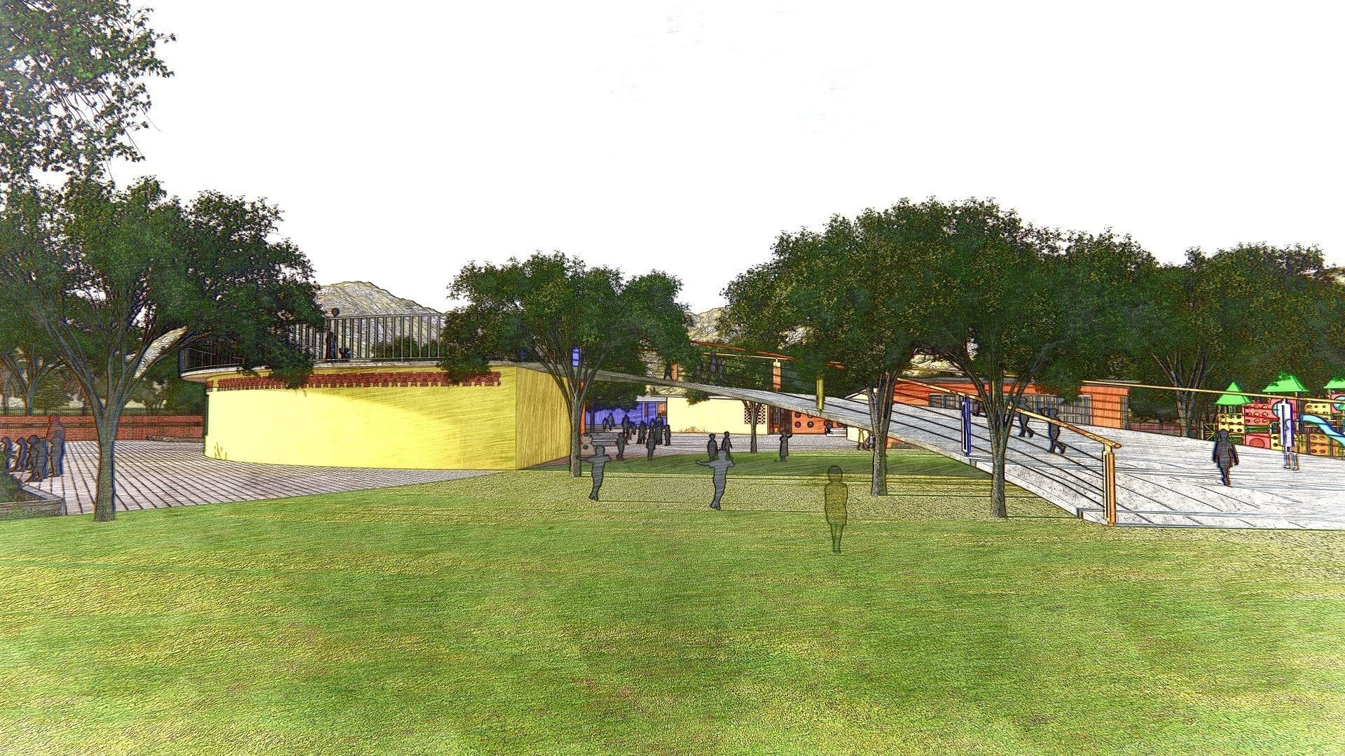 Kindergarten - Exterior - Circular Model - Architectural Scene Low-poly 3D model_4